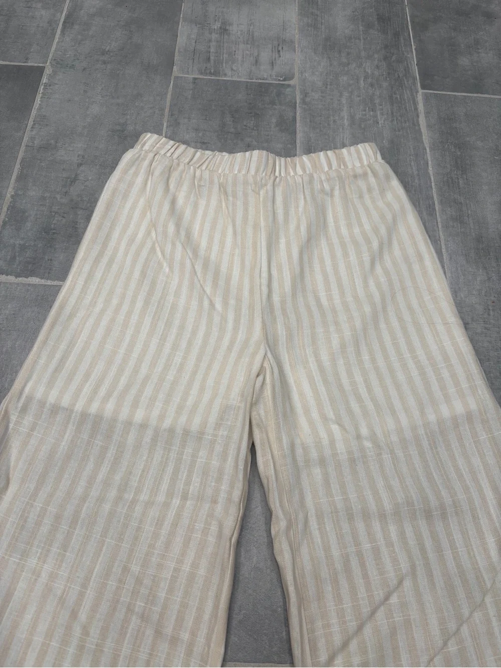 btween NWOT Khaki White Stripes Linen Matching Too Pants Size 7 - Picture 5 of 5